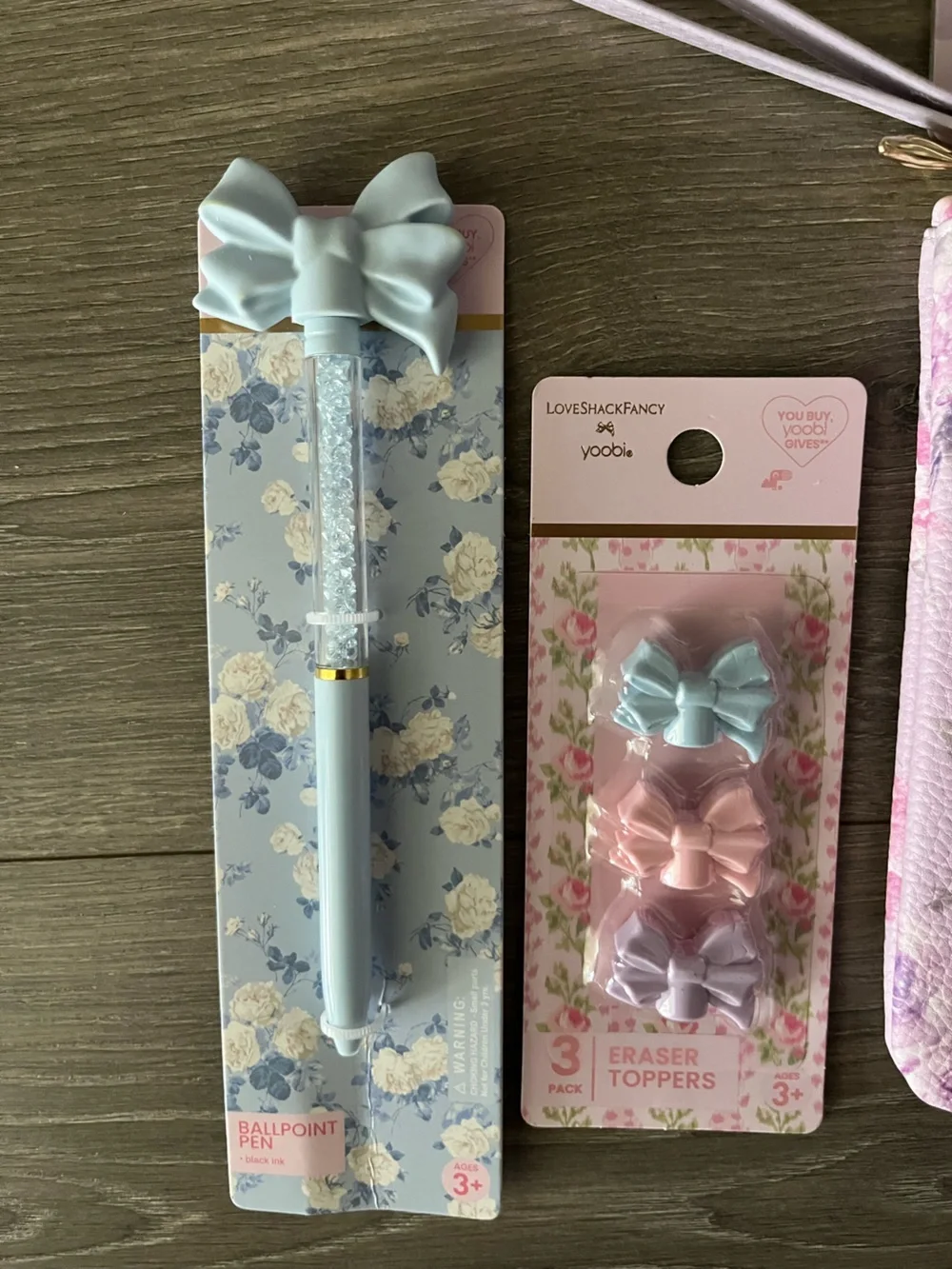 NWT Target x LoveShackFancy Pastel Floral Lavender Accessory Pouch, Pen & Eraser